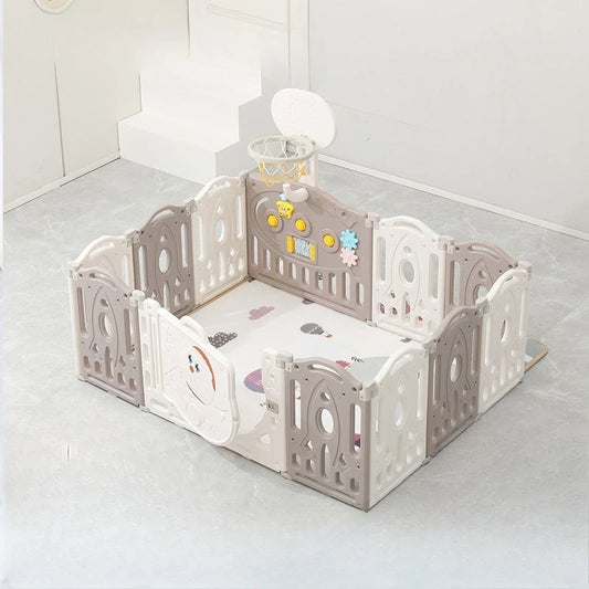 Foldable Baby Playpen Combo - Indoor Safety Fence with Slide and Activity Center