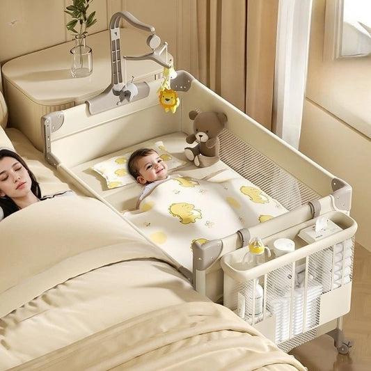 Portable Baby Crib - Foldable Convertible with Diaper Station for Newborns