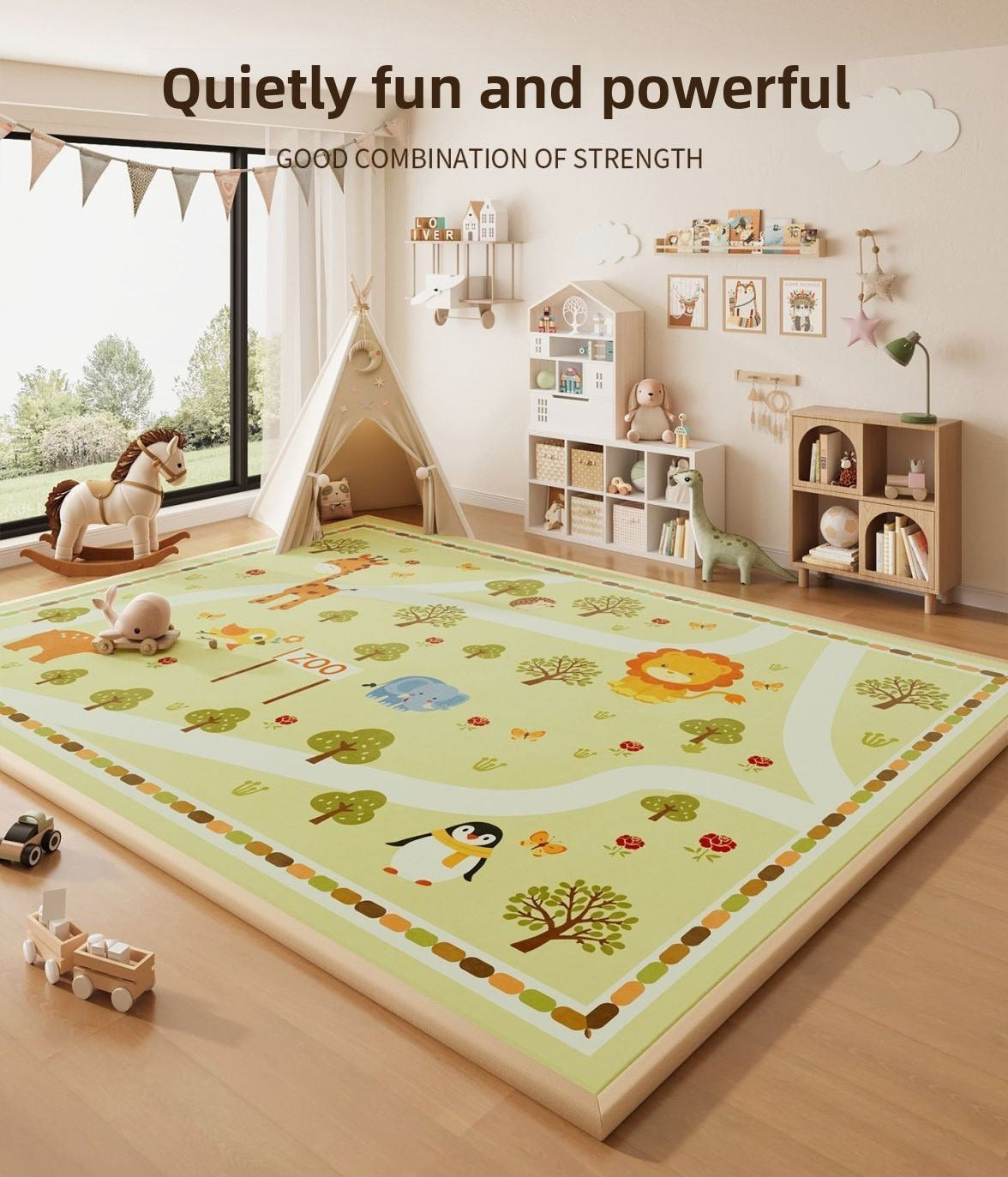 Wipeable Cartoon Play Mat - Waterproof Easy-Clean Play Mat for Baby Crawling