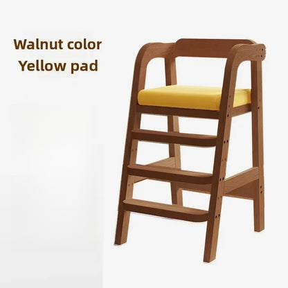 Solid Wood High Chair – Ergonomic Architecture for Toddlers and Adults