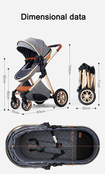 2-in-1 High View Stroller - Foldable Multifunctional System with Car Seat and Adjustable Armrests