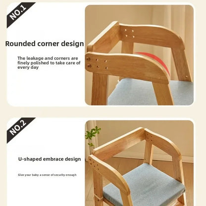 Solid Wood High Chair – Ergonomic Architecture for Toddlers and Adults