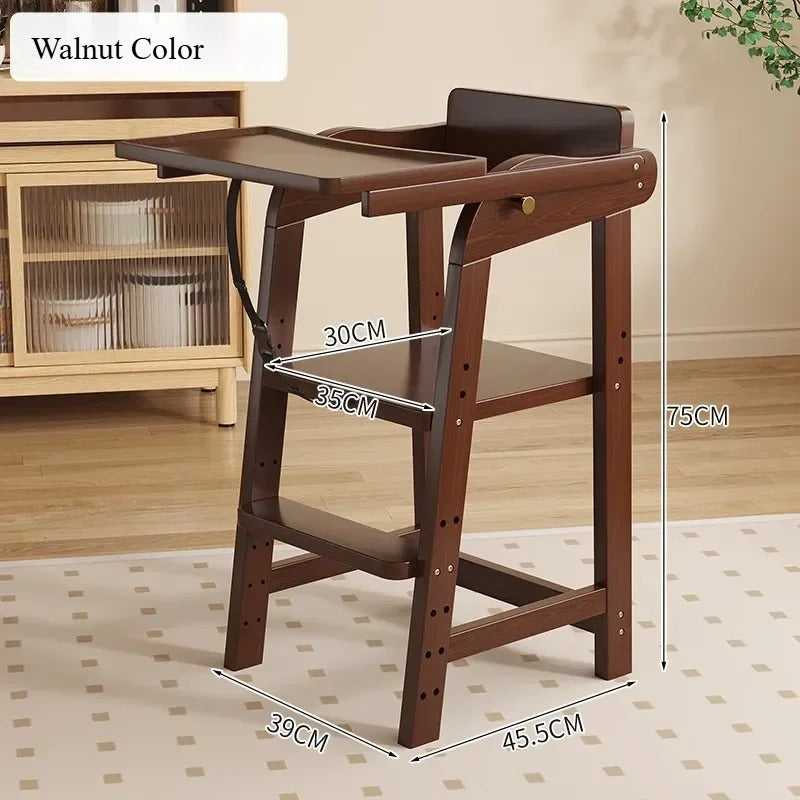 Solid Wood High Chair – Ergonomic Architecture for Toddlers and Adults