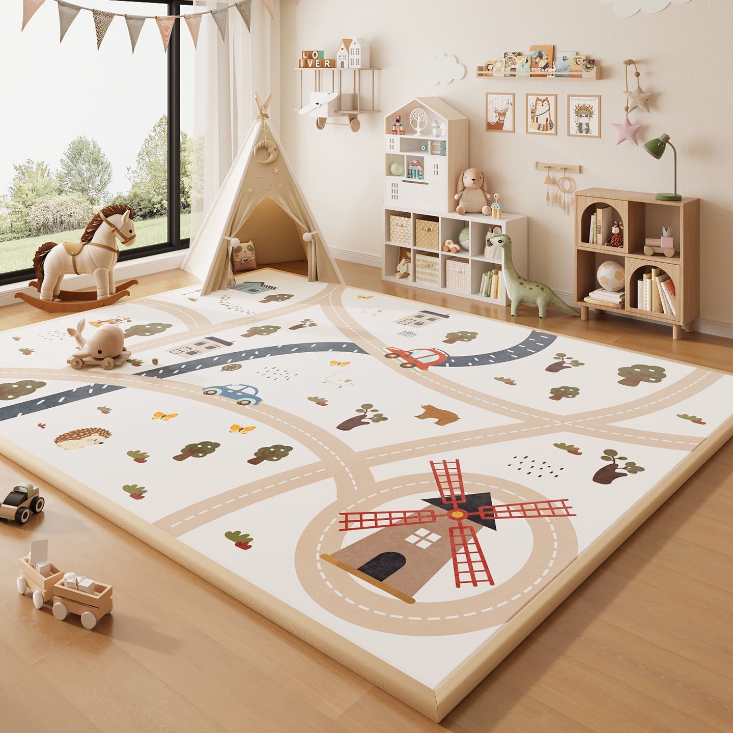 Wipeable Cartoon Play Mat - Waterproof Easy-Clean Play Mat for Baby Crawling