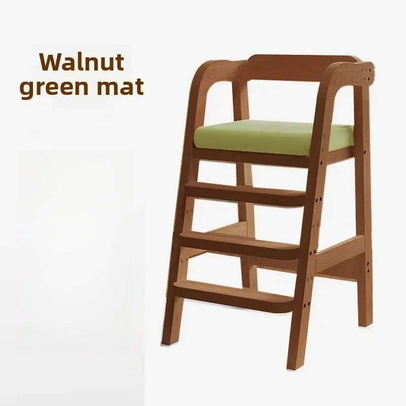 Solid Wood High Chair – Ergonomic Architecture for Toddlers and Adults