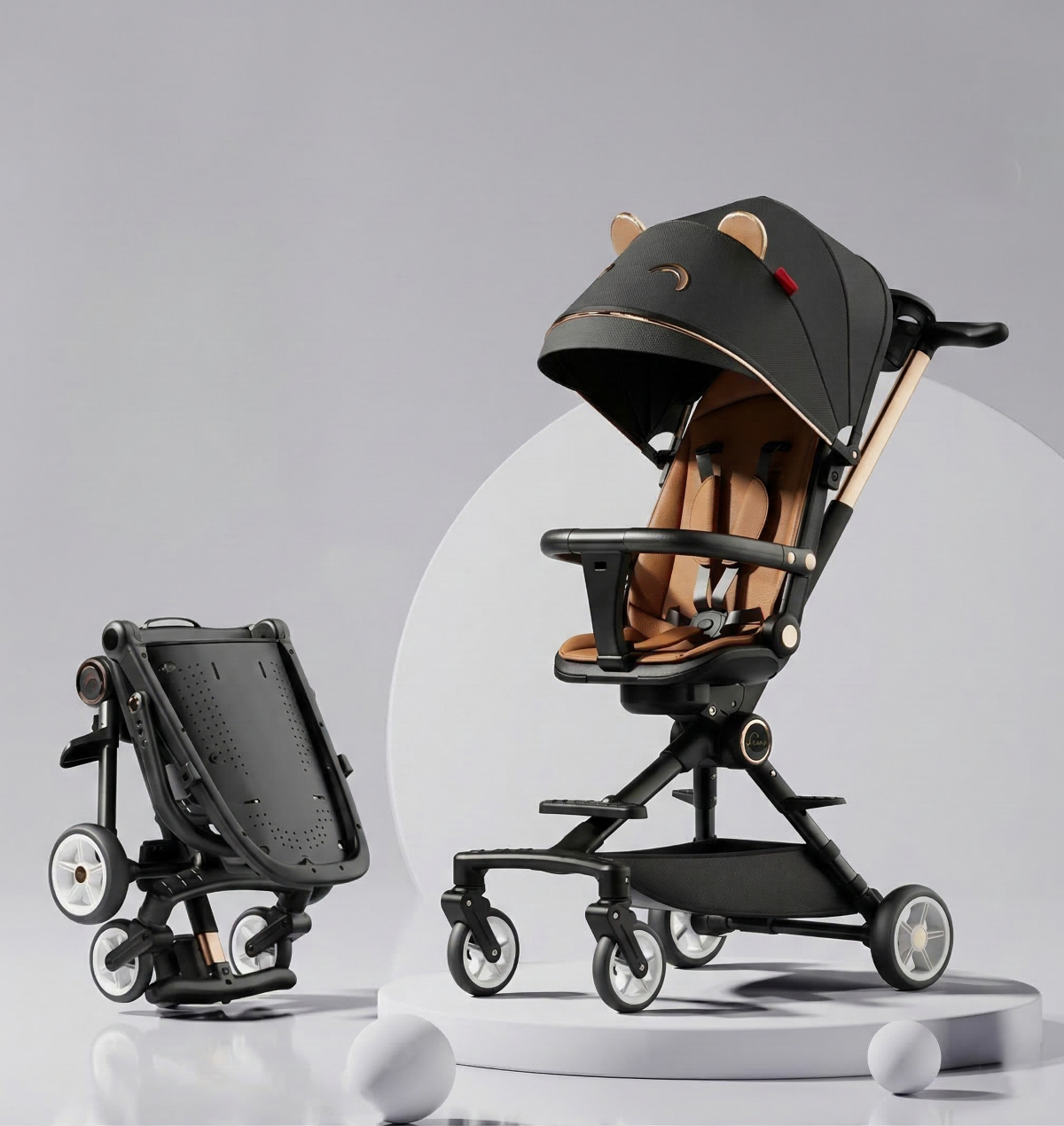 High Landscape Stroller—Lightweight Foldable Double Directional Design Suitable for Sitting or Lying