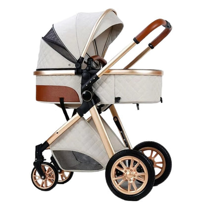 2-in-1 High View Stroller - Foldable Multifunctional System with Car Seat and Adjustable Armrests