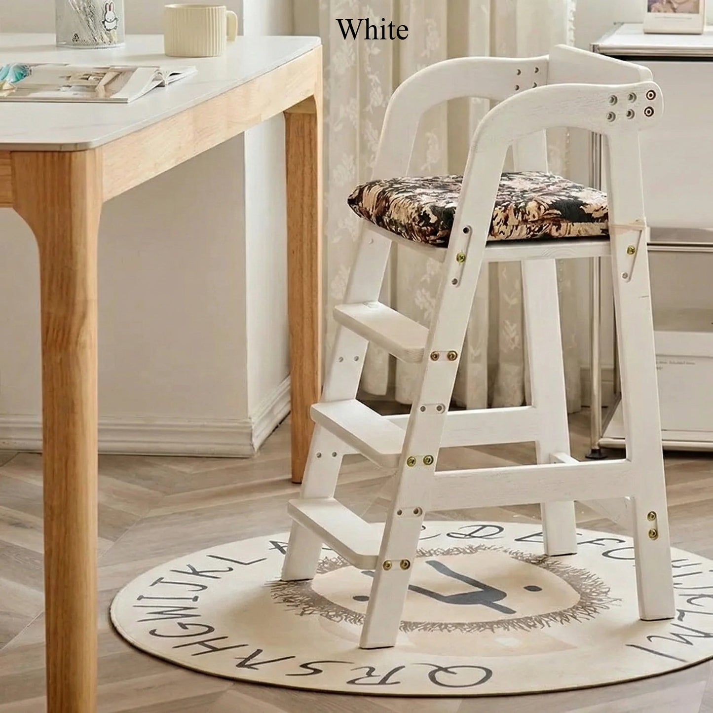 Solid Wood High Chair – Ergonomic Architecture for Toddlers and Adults
