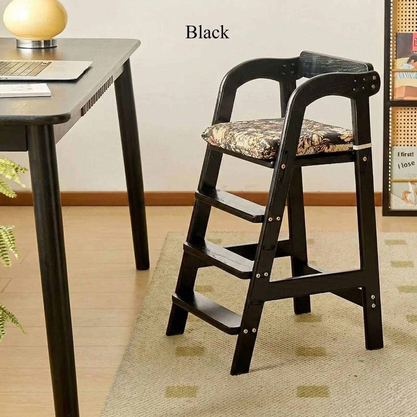 Solid Wood High Chair – Ergonomic Architecture for Toddlers and Adults