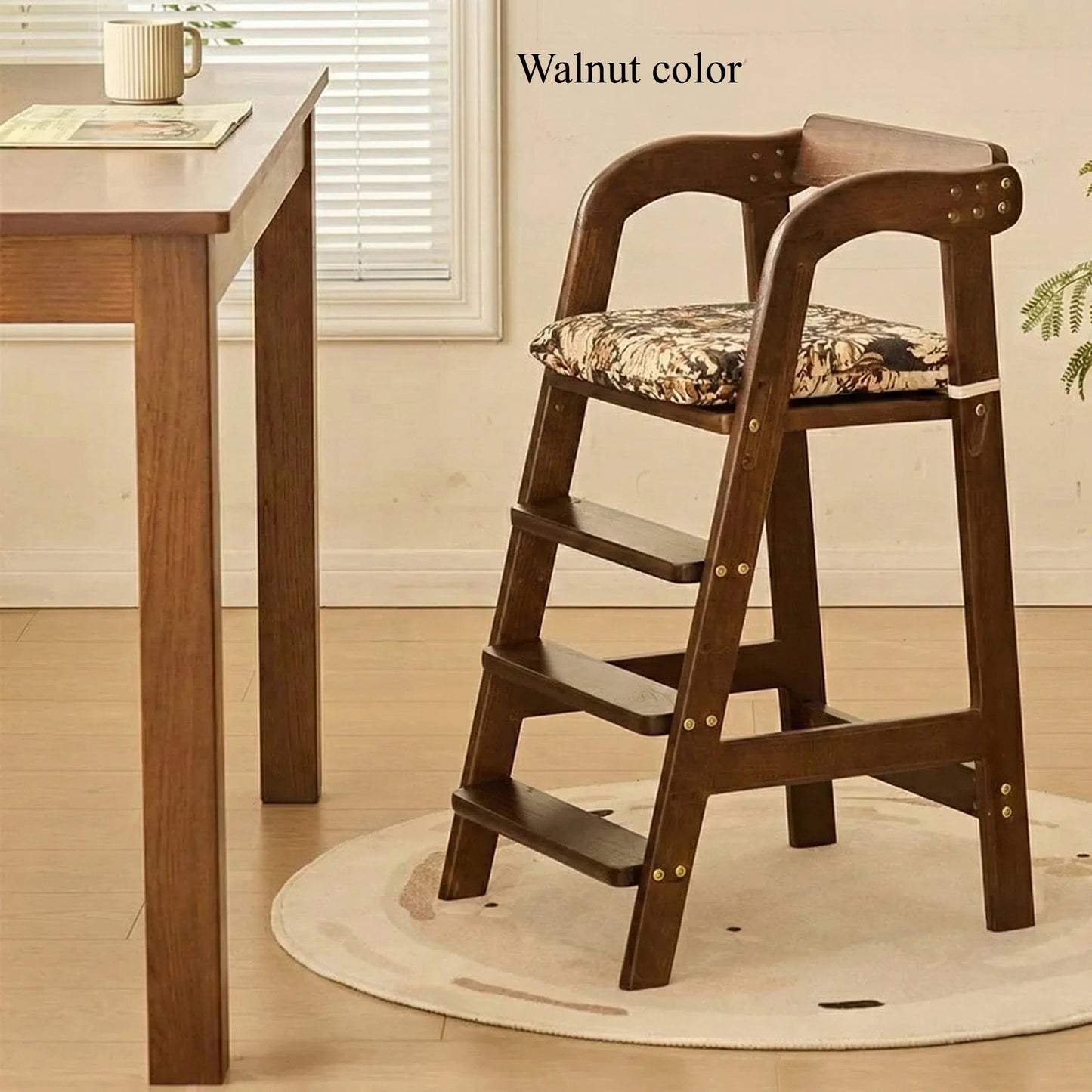 Solid Wood High Chair – Ergonomic Architecture for Toddlers and Adults
