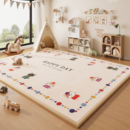 Wipeable Cartoon Play Mat - Waterproof Easy-Clean Play Mat for Baby Crawling