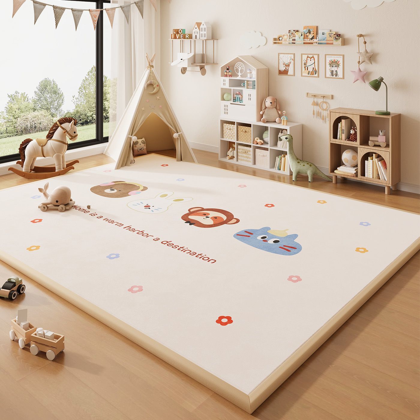 Wipeable Cartoon Play Mat - Waterproof Easy-Clean Play Mat for Baby Crawling