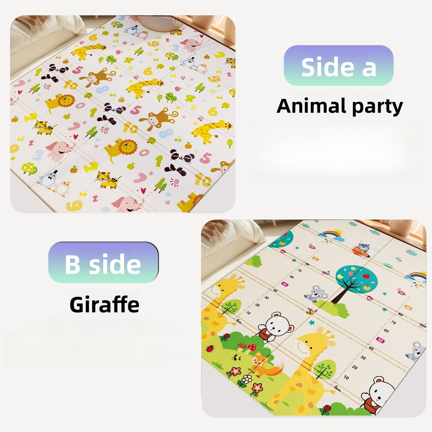 Foldable XPE Play Mat - Extra Thick Non-Toxic Baby Crawling Pad Waterproof & Anti-Slip Floor Mat for Living Room