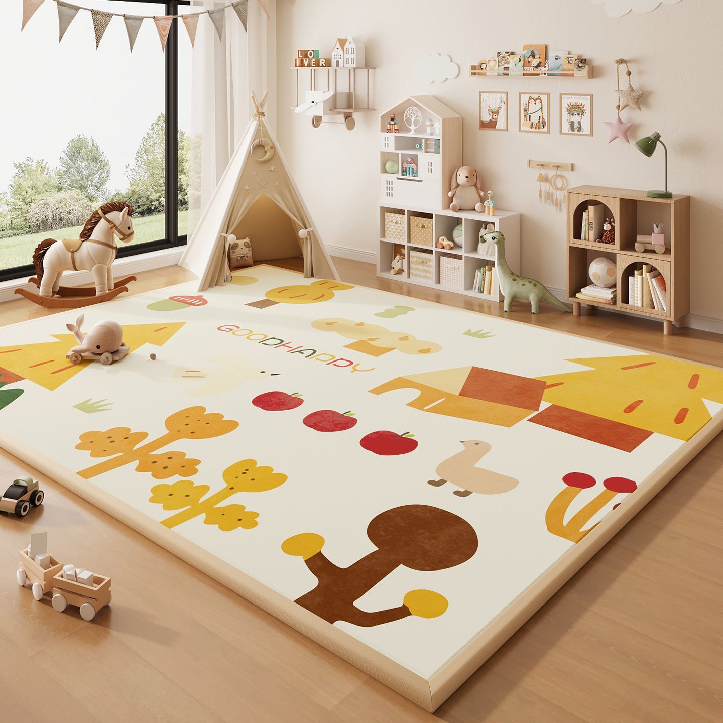 Wipeable Cartoon Play Mat - Waterproof Easy-Clean Play Mat for Baby Crawling