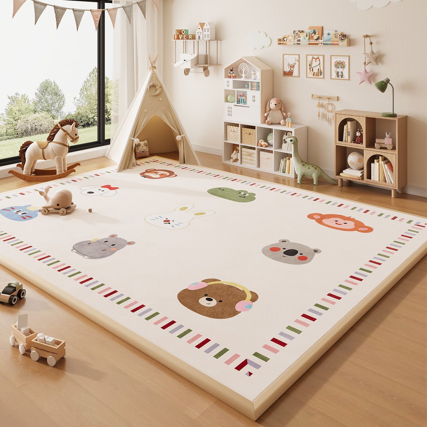 Wipeable Cartoon Play Mat - Waterproof Easy-Clean Play Mat for Baby Crawling