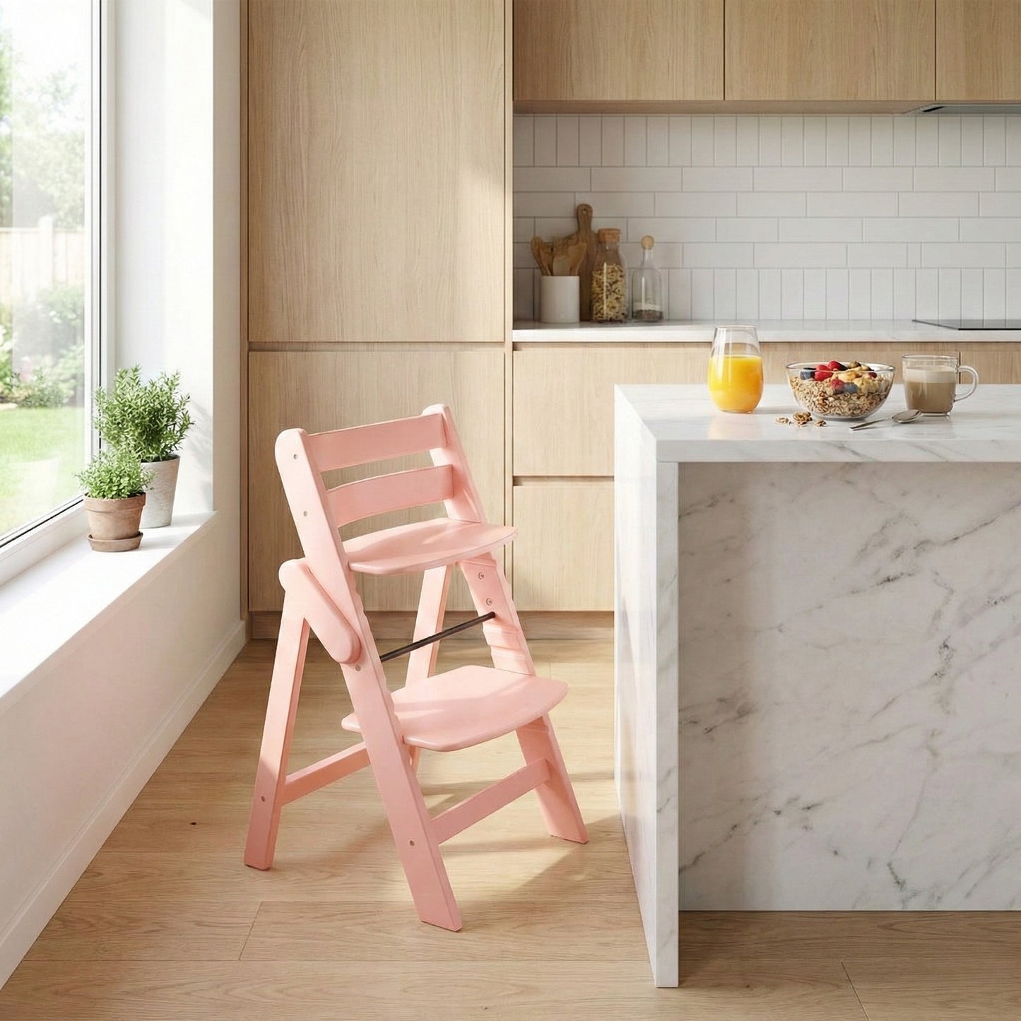 Premium Wood Chair—Sturdy Beech High Chair with Adjustable Height Safe Baby Dining & Sitting Support for Home