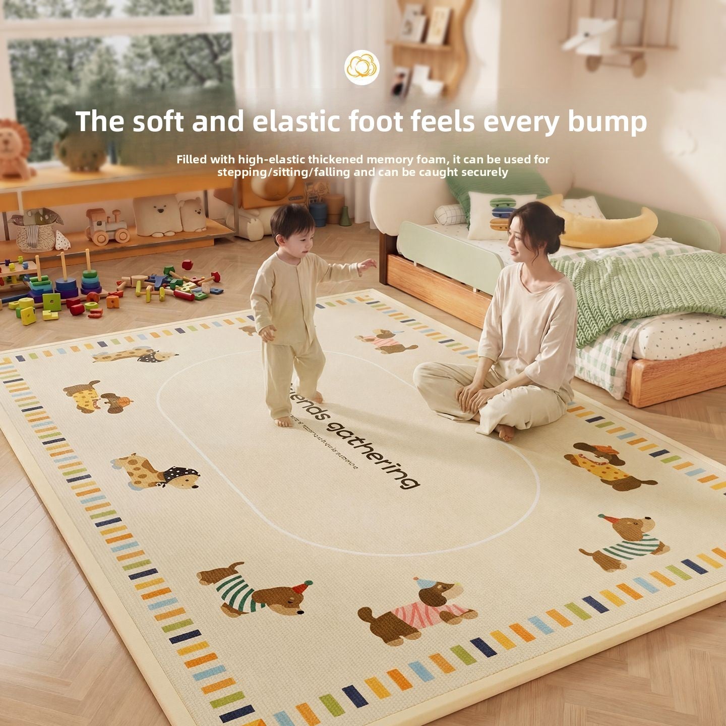 Wipeable Cartoon Play Mat - Waterproof Easy-Clean Play Mat for Baby Crawling