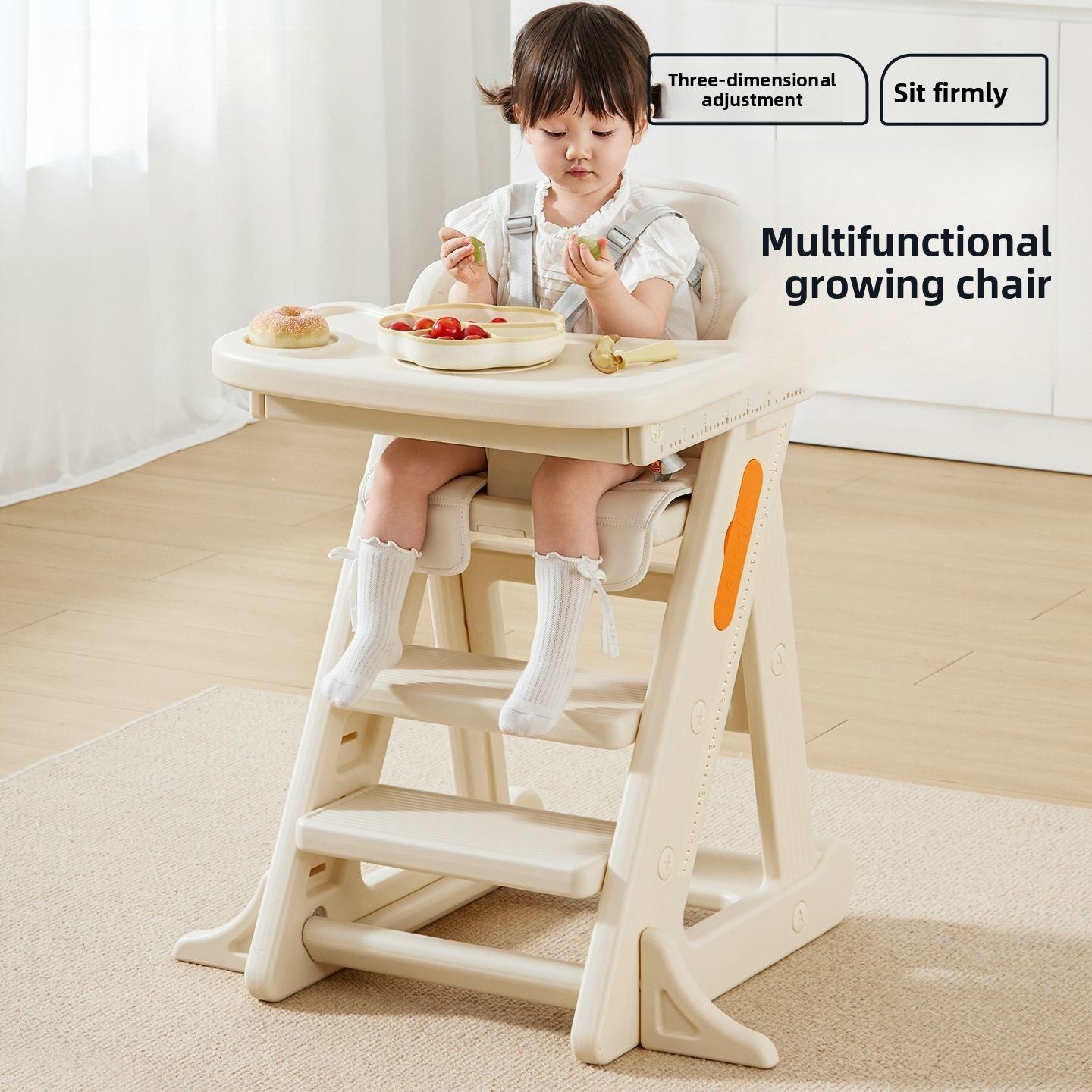 Grow-With-Me High Chair - Adjustable Wooden Seat for Dining & Study