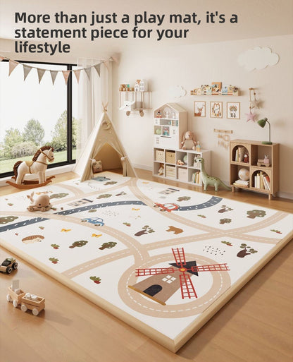 Wipeable Cartoon Play Mat - Waterproof Easy-Clean Play Mat for Baby Crawling