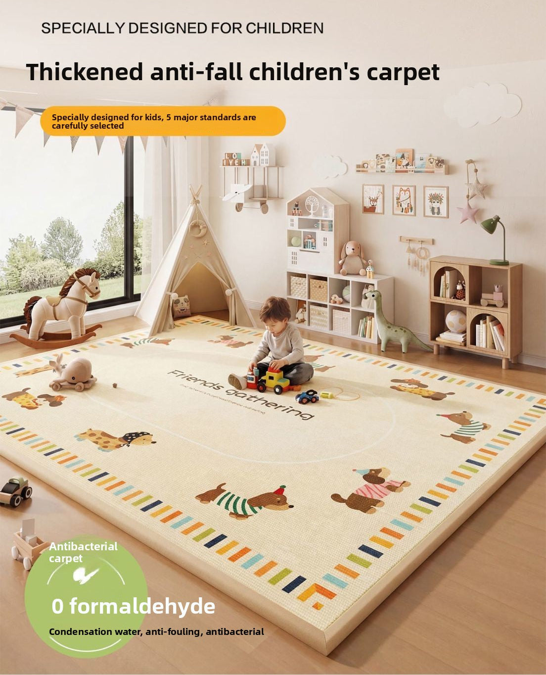 Wipeable Cartoon Play Mat - Waterproof Easy-Clean Play Mat for Baby Crawling