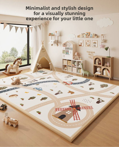 Wipeable Cartoon Play Mat - Waterproof Easy-Clean Play Mat for Baby Crawling