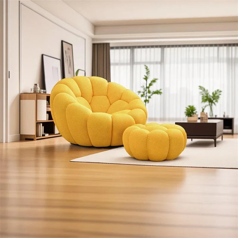 Bloom in Comfort – Pumpkin Puff Swivel Lounge Chair
