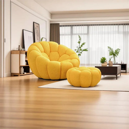 Bloom in Comfort – Pumpkin Puff Swivel Lounge Chair