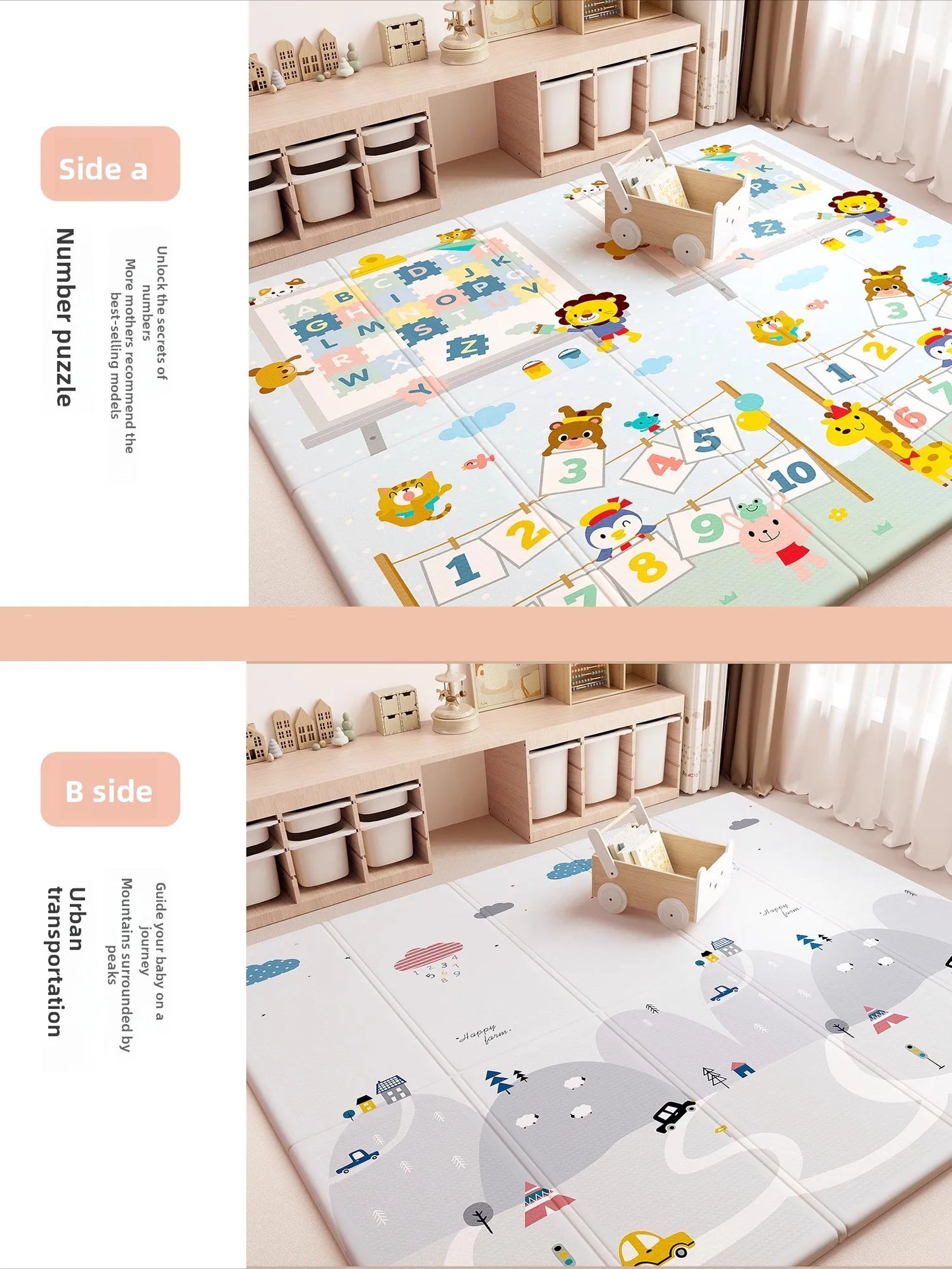 Extra Thick Baby Play Mat  Foldable Non-Toxic Odorless Foam Crawling Mat for Living Room Safe Floor Padding for Kids
