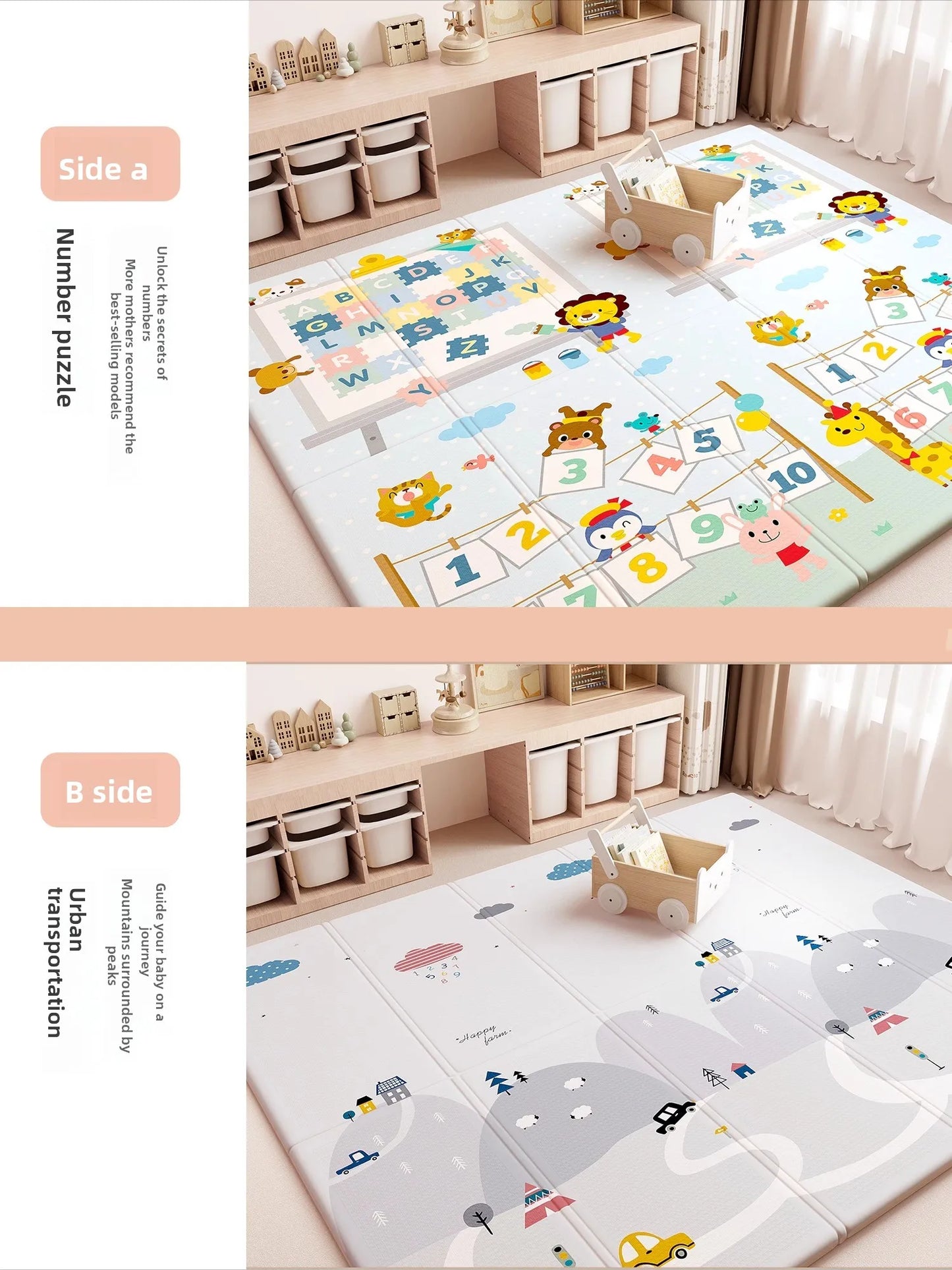 Extra Thick Baby Play Mat  Foldable Non-Toxic Odorless Foam Crawling Mat for Living Room Safe Floor Padding for Kids
