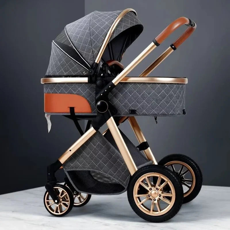 2-in-1 High View Stroller - Foldable Multifunctional System with Car Seat and Adjustable Armrests