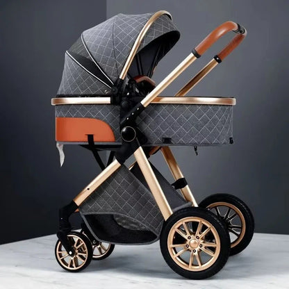2-in-1 High View Stroller - Foldable Multifunctional System with Car Seat and Adjustable Armrests