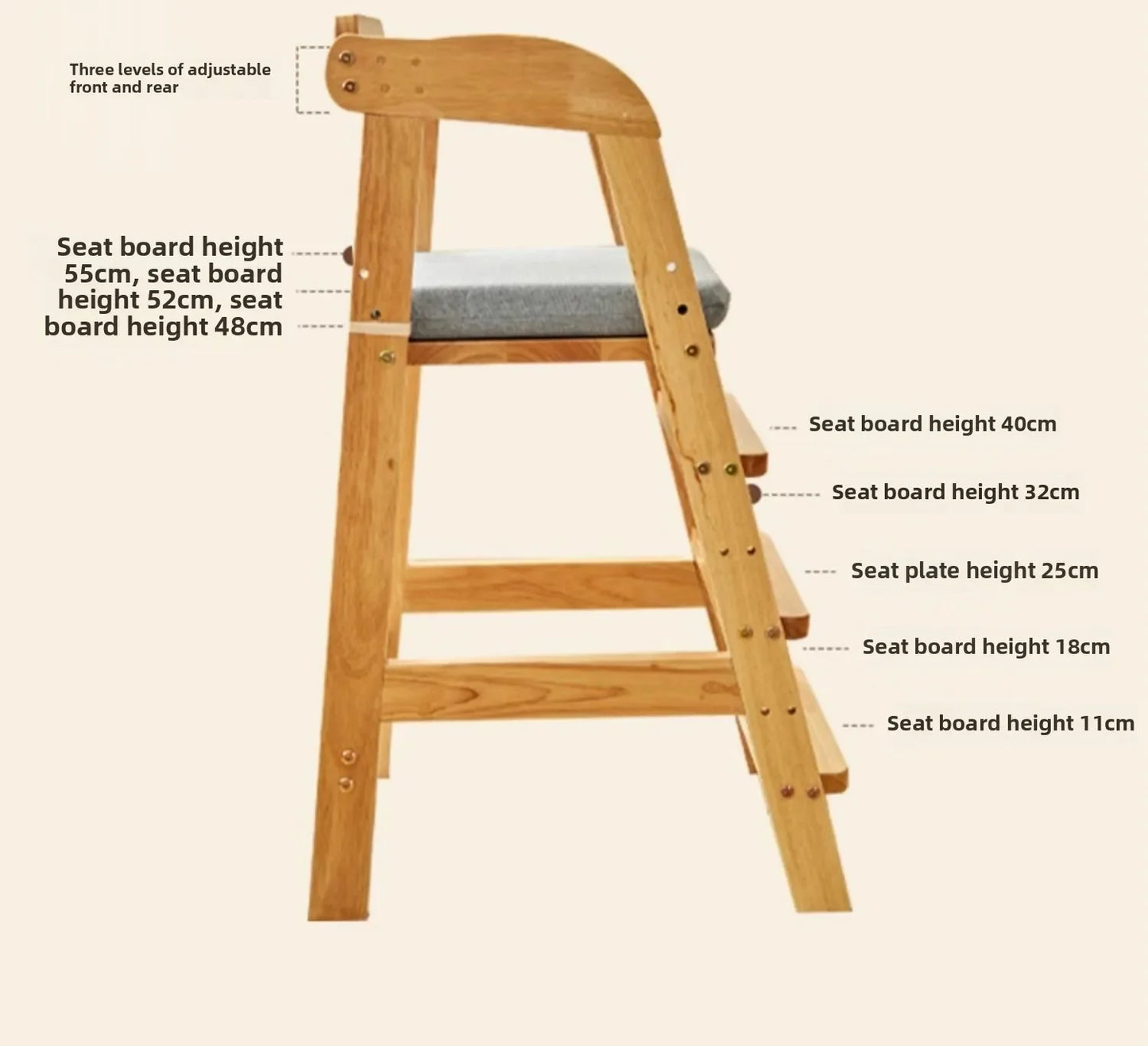 Solid Wood High Chair – Ergonomic Architecture for Toddlers and Adults