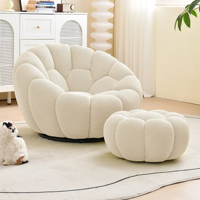 Bloom in Comfort – Pumpkin Puff Swivel Lounge Chair