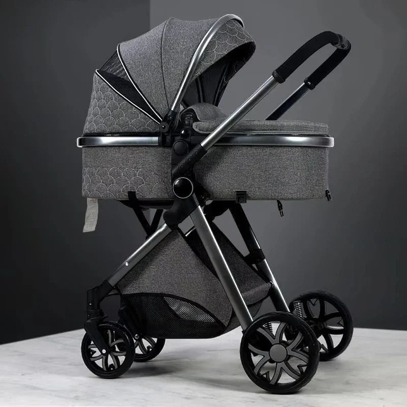 2-in-1 High View Stroller - Foldable Multifunctional System with Car Seat and Adjustable Armrests