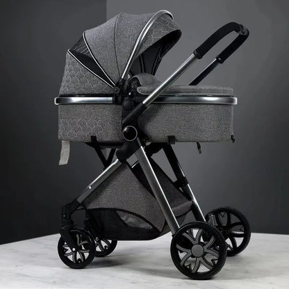 2-in-1 High View Stroller - Foldable Multifunctional System with Car Seat and Adjustable Armrests