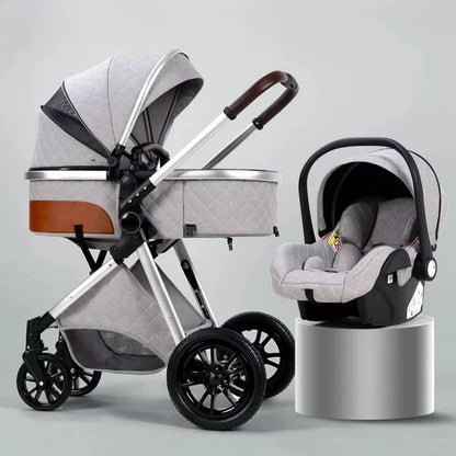 2-in-1 High View Stroller - Foldable Multifunctional System with Car Seat and Adjustable Armrests