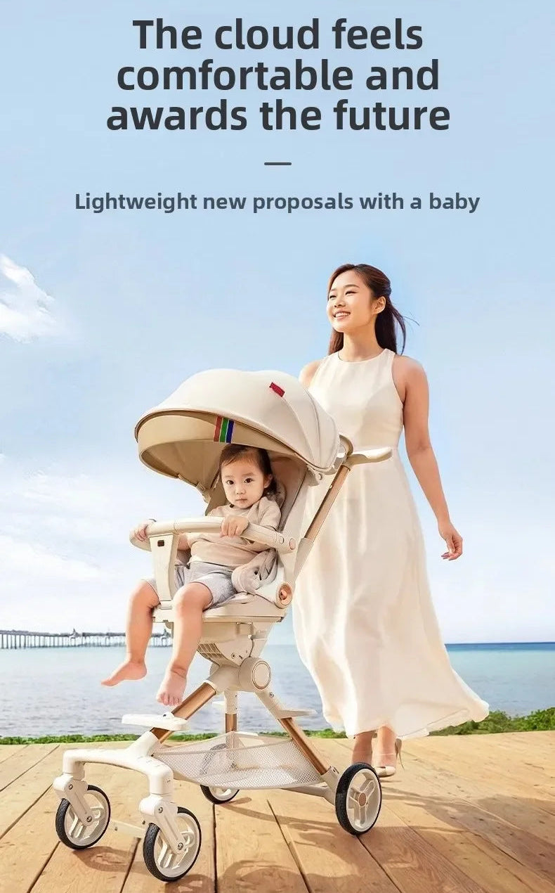 High Landscape Stroller—Lightweight Foldable Double Directional Design Suitable for Sitting or Lying