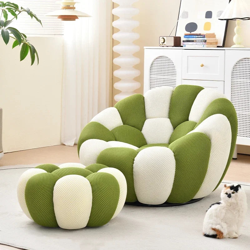 Bloom in Comfort – Pumpkin Puff Swivel Lounge Chair