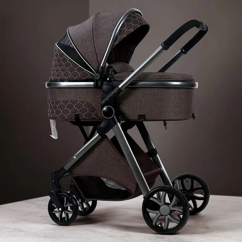 2-in-1 High View Stroller - Foldable Multifunctional System with Car Seat and Adjustable Armrests