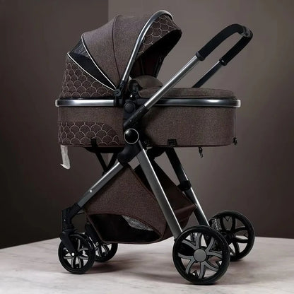 2-in-1 High View Stroller - Foldable Multifunctional System with Car Seat and Adjustable Armrests