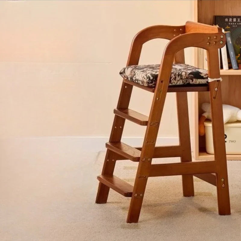 Solid Wood High Chair – Ergonomic Architecture for Toddlers and Adults