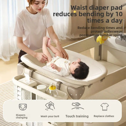 Portable Baby Crib - Foldable Convertible with Diaper Station for Newborns