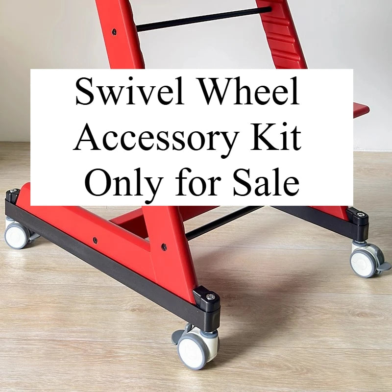 Universal High Chair Wheel Kit - Quiet Swivel Casters with Floor Protection and Tool Free Installation