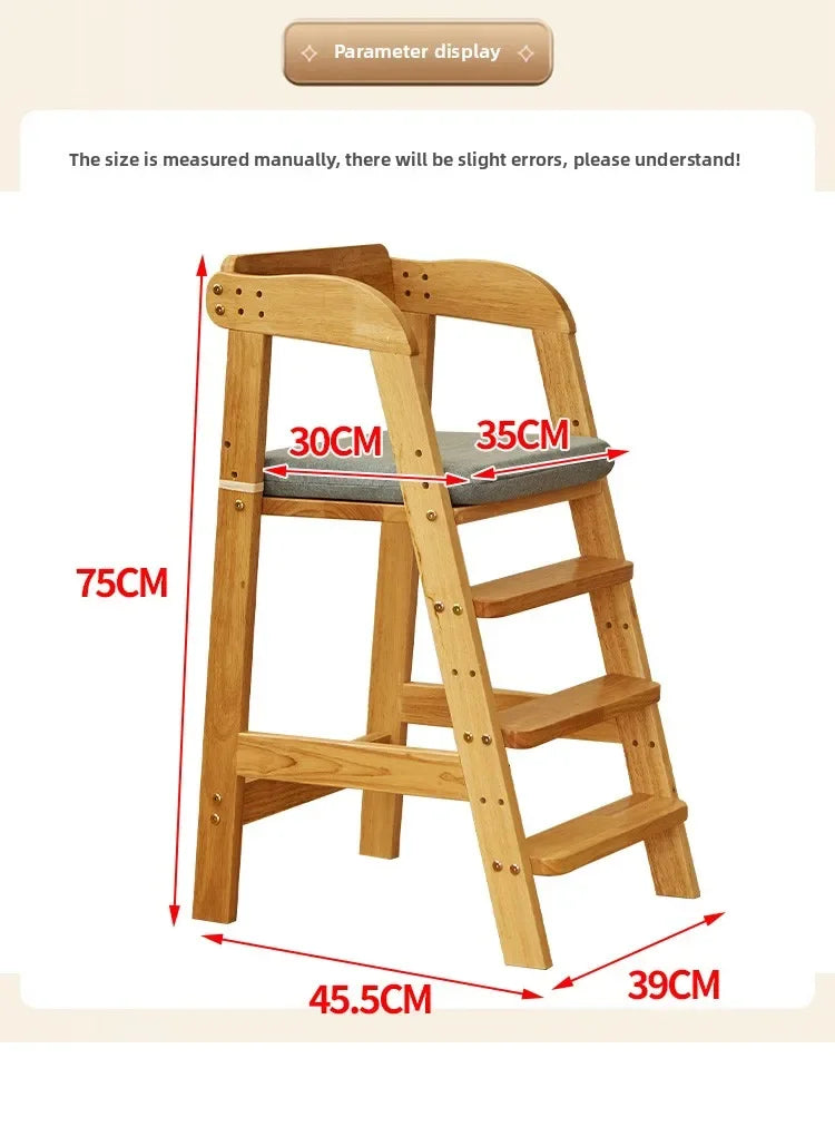Solid Wood High Chair – Ergonomic Architecture for Toddlers and Adults