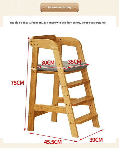 Solid Wood High Chair – Ergonomic Architecture for Toddlers and Adults