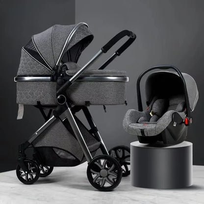 2-in-1 High View Stroller - Foldable Multifunctional System with Car Seat and Adjustable Armrests