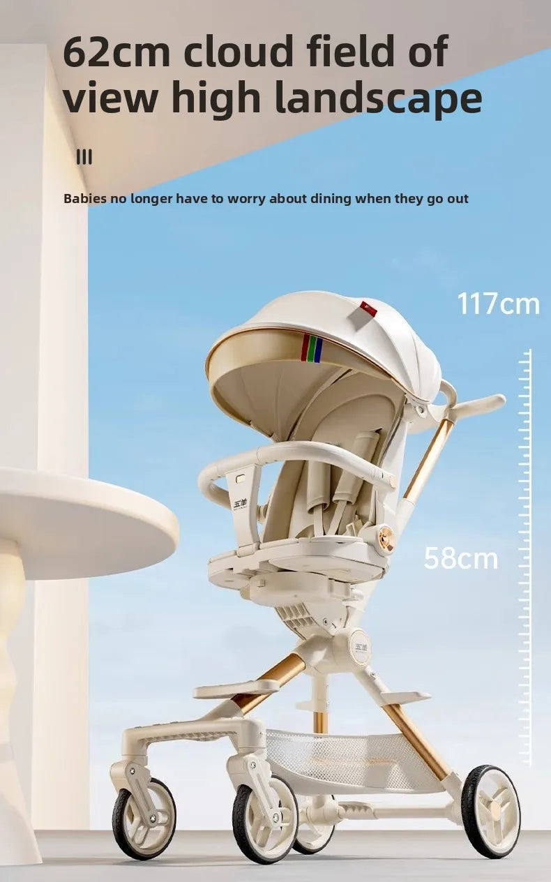 High Landscape Stroller—Lightweight Foldable Double Directional Design Suitable for Sitting or Lying