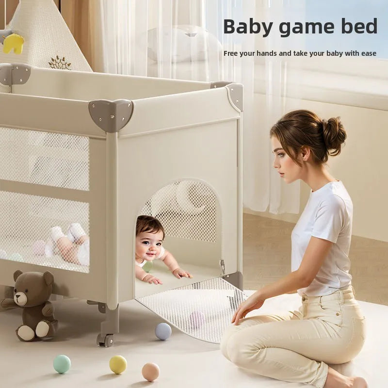 Portable Baby Crib - Foldable Convertible with Diaper Station for Newborns