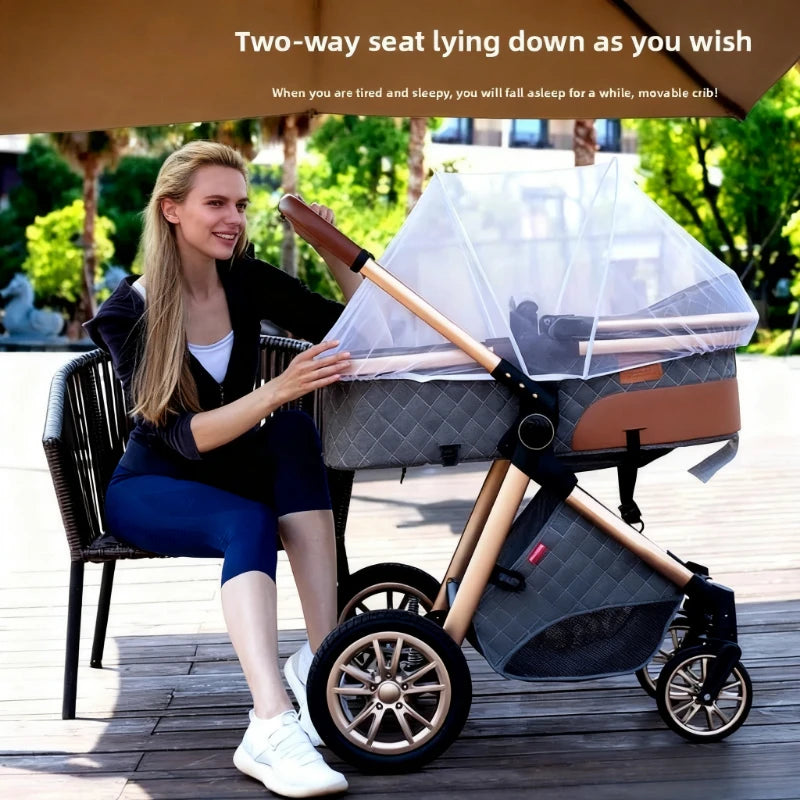 2-in-1 High View Stroller - Foldable Multifunctional System with Car Seat and Adjustable Armrests