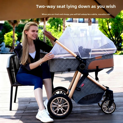 2-in-1 High View Stroller - Foldable Multifunctional System with Car Seat and Adjustable Armrests